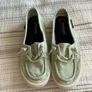 Pastel green Sperry top siders, size 6